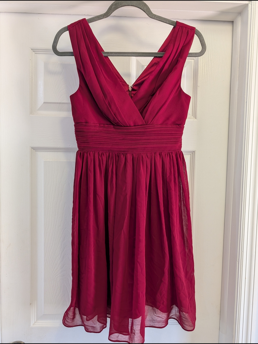 Ever-Pretty V-Neck Ruched Waist Wedding/Cocktail Dress burgundy US 4